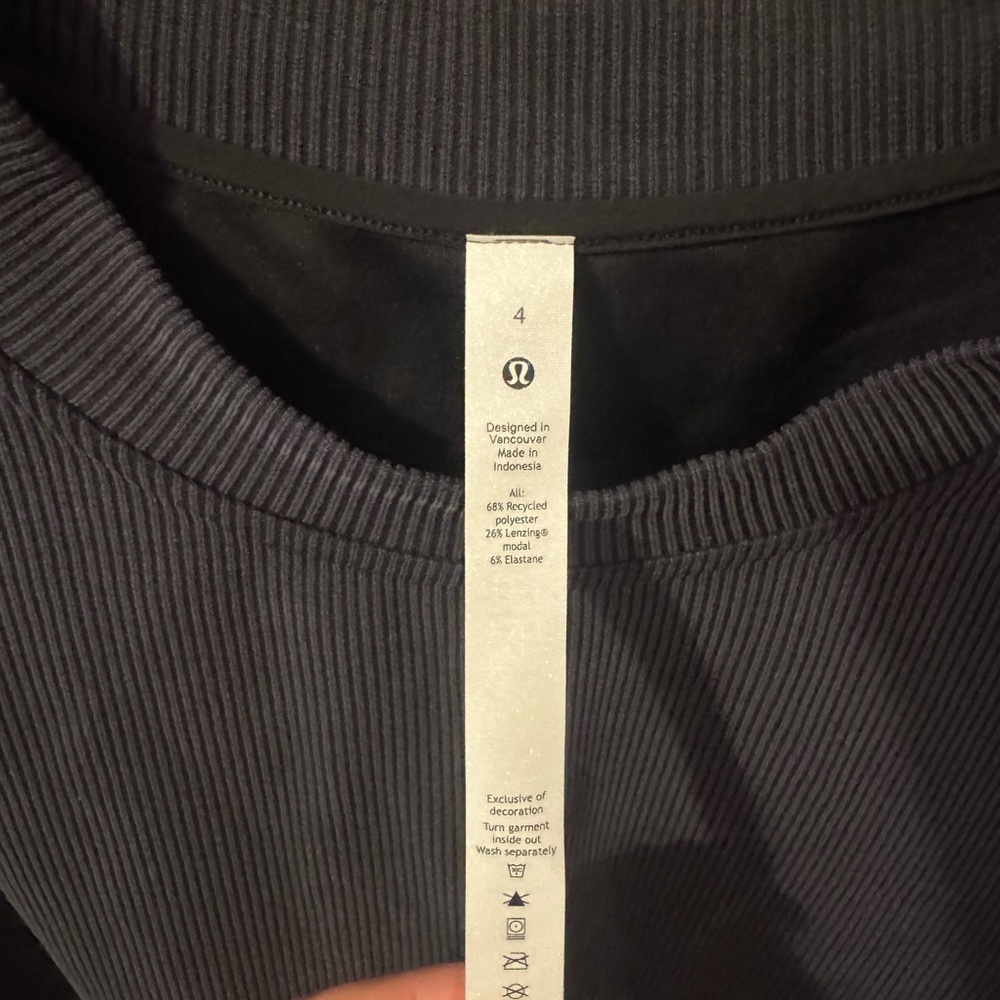 lululemon Women's Perfectly Oversized Ribbed Crop Crew Sweatshirt -Charcoal Gray - Picture 3 of 5